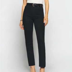 Reformation Liza Ultra Highrise Straight Black Jeans
